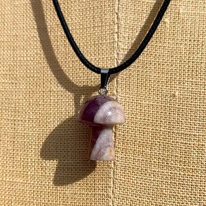 Handmade Genuine Stone Mushroom Amulet Necklace